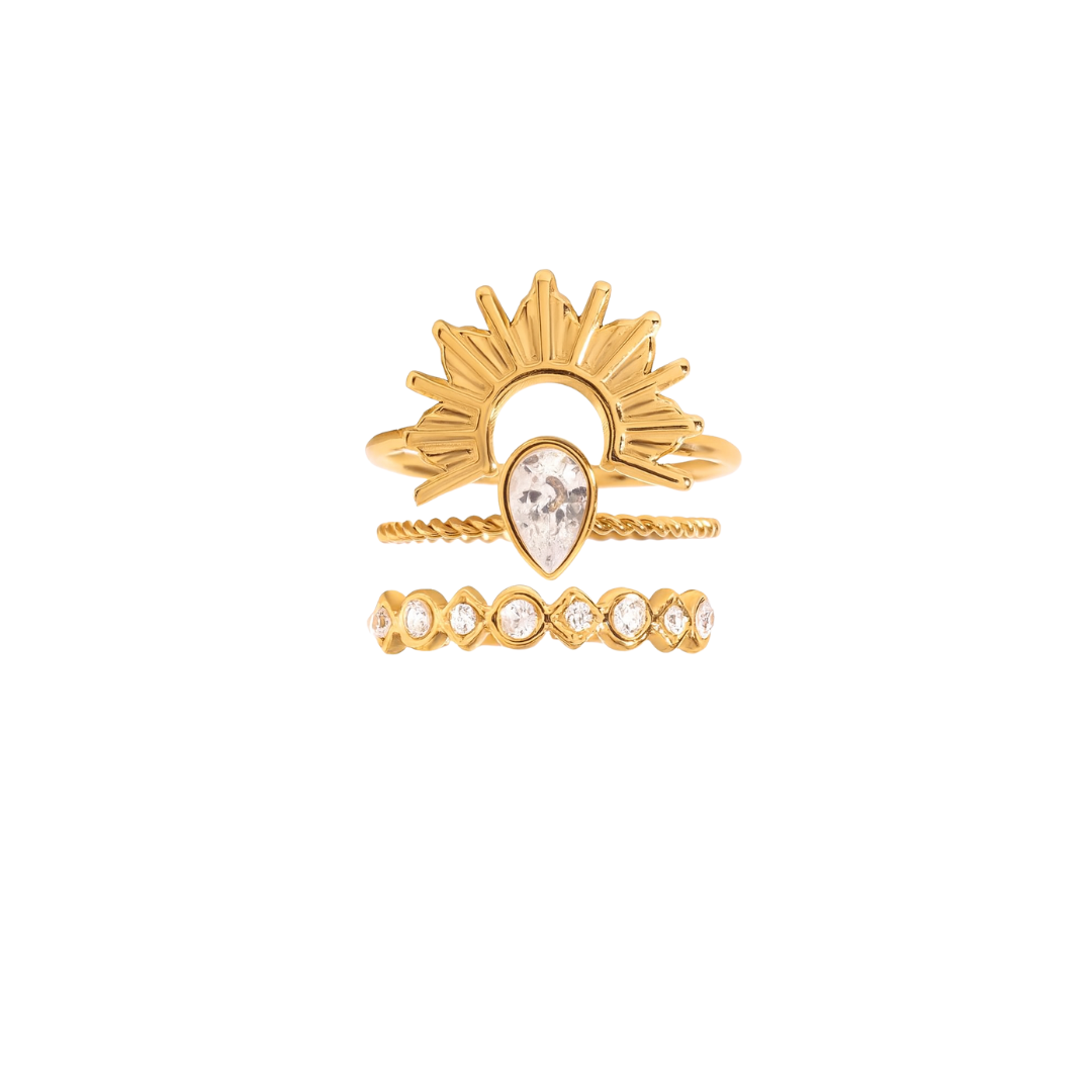 Sunburst Trio Ring Set